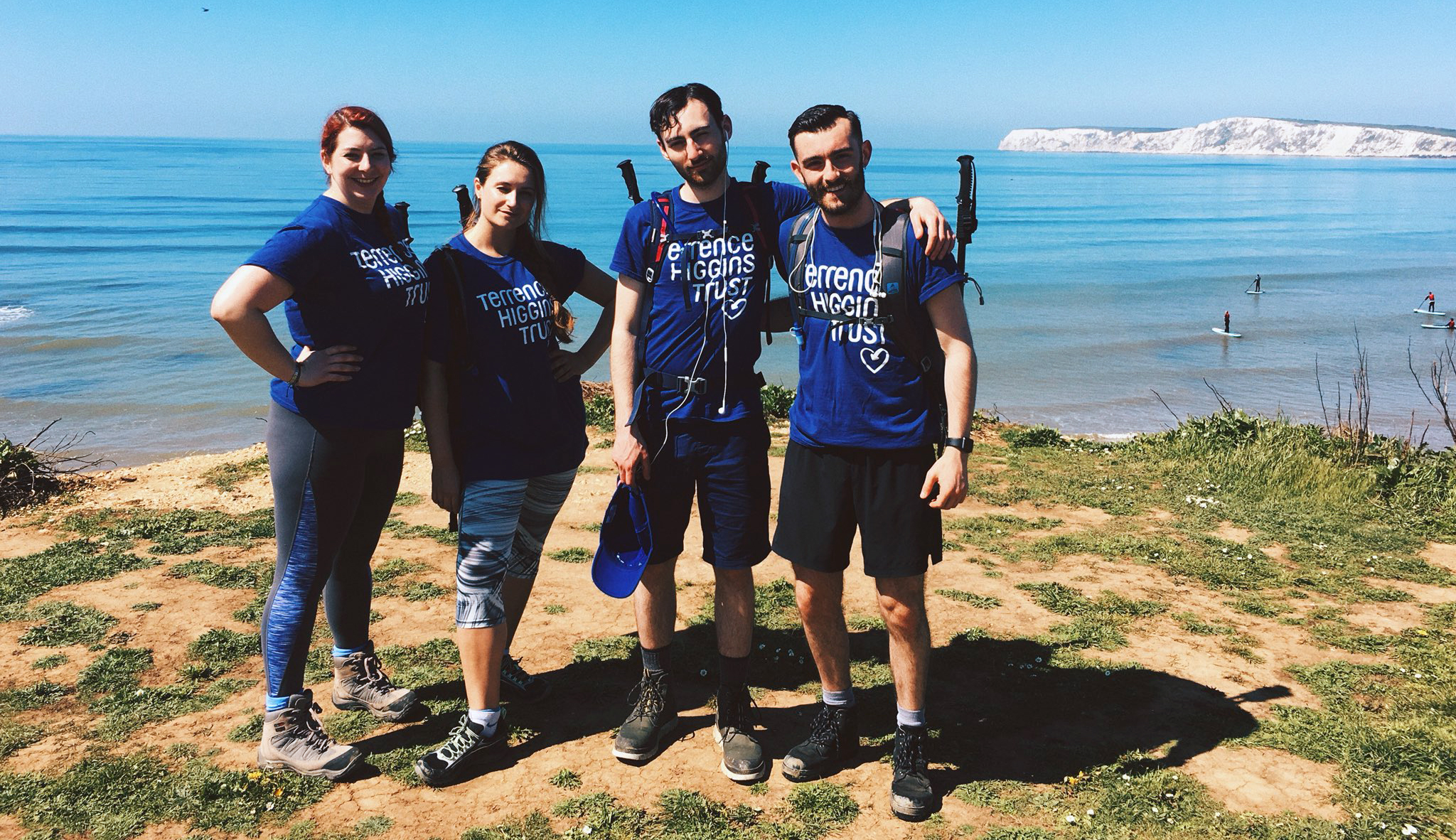 Isle of Wight Challenge, THT walkers standing on coastal path