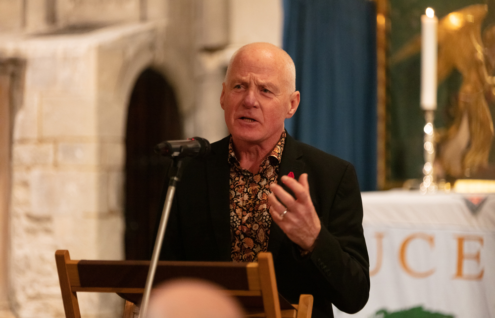 Michael Cashman speaking at St Andrew’s Chapel at Southwark Cathedral